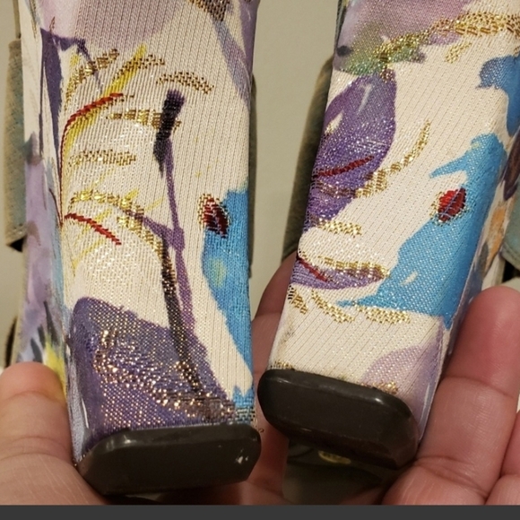 Donald J. Pliner Purple and Blue Artistic Platform Wedge  Sandals - Picture 3 of 9